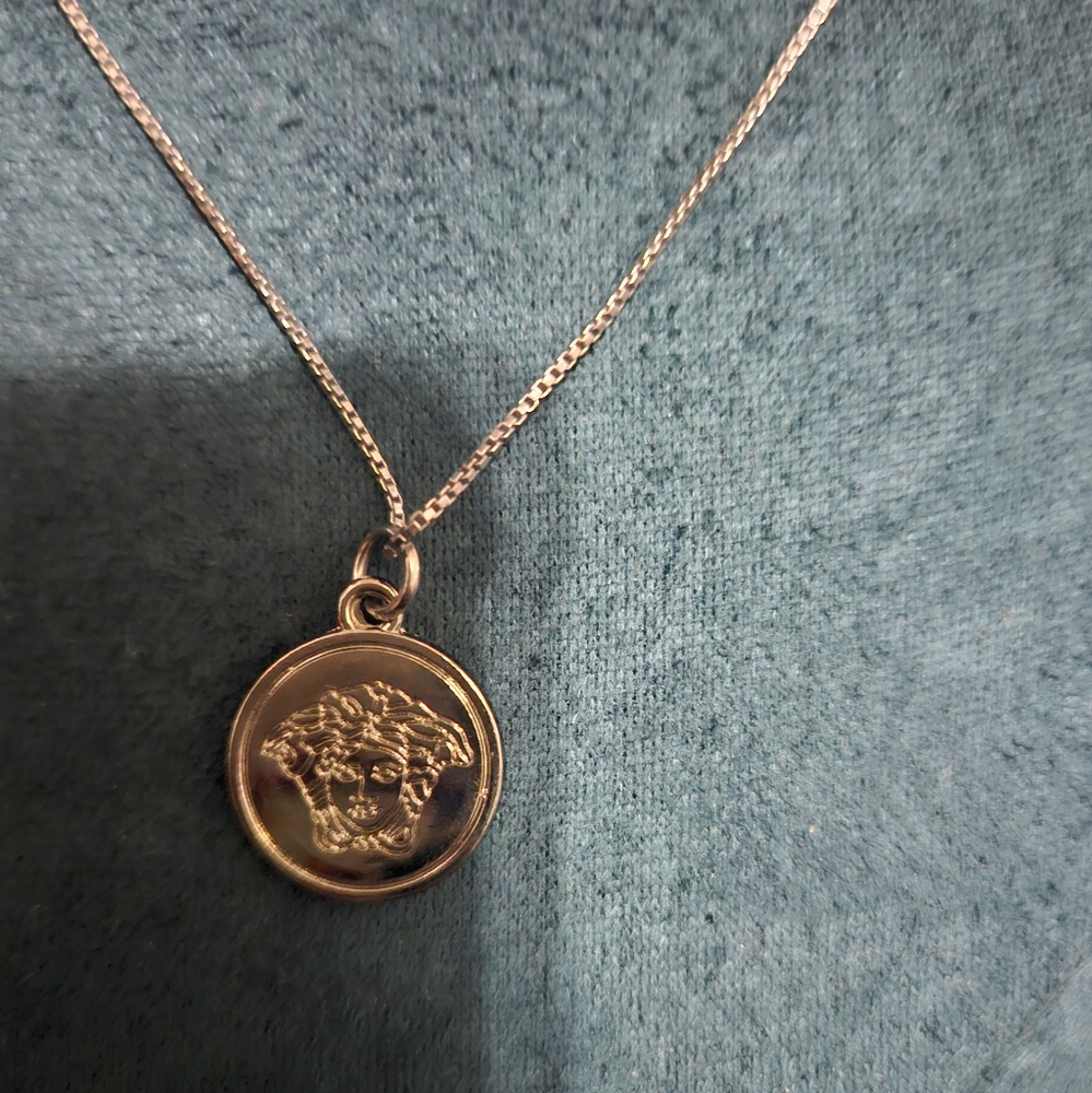 Versace Silver Repurposed Zipper Pull Pendant